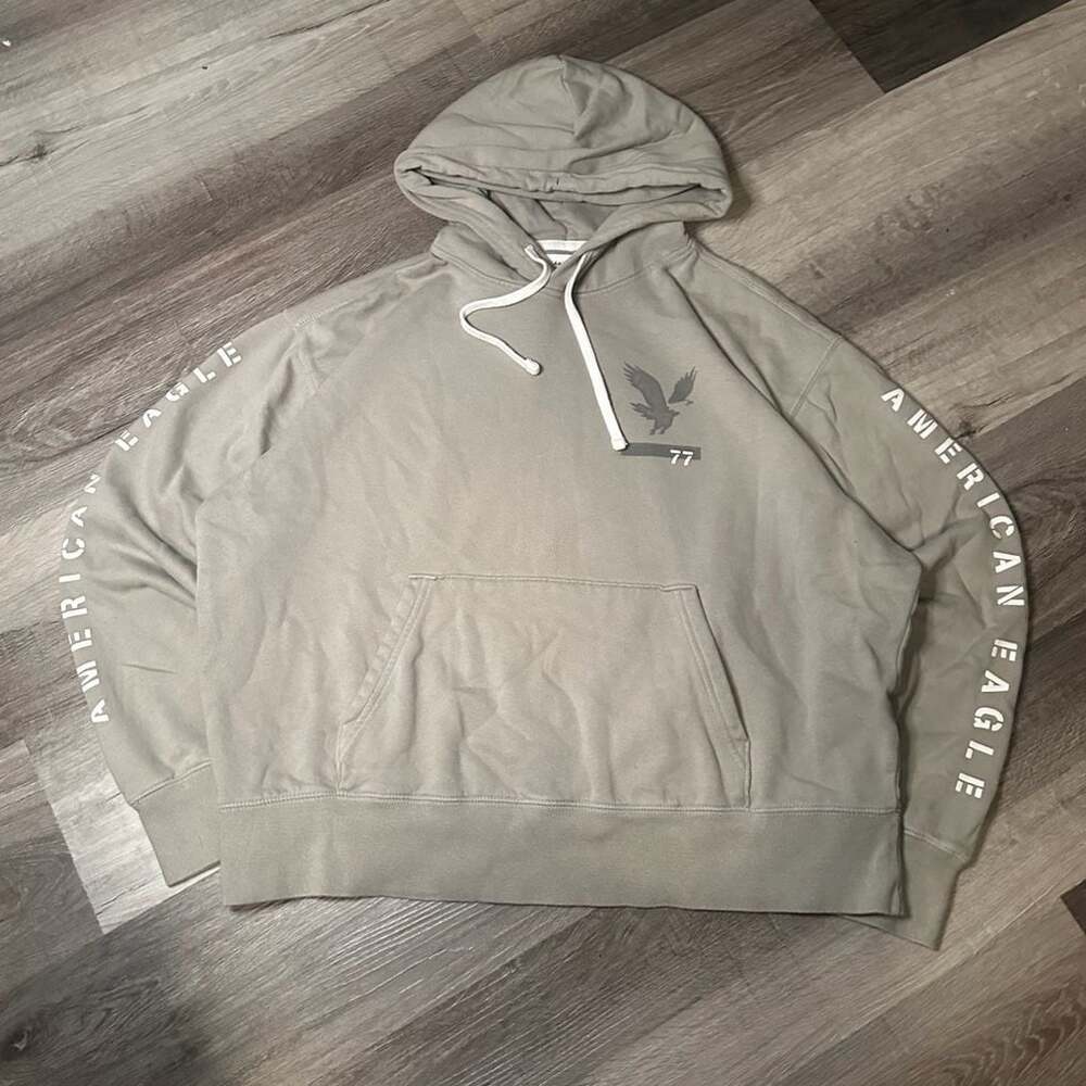 American Eagle Super Soft Graphic Pullover Hoodie with Sleeve Spellout